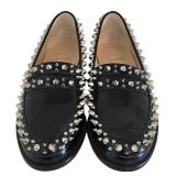 Christian Louboutin Mattia Spikes Donna Flat Black Calf Leather Loafers - 37.5