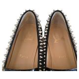 Christian Louboutin Mattia Spikes Donna Flat Black Calf Leather Loafers - 37.5