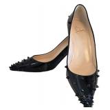 Christian Louboutin Degraspike Black Patent Leather Flats - Size 37.5