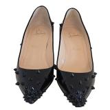 Christian Louboutin Degraspike Black Patent Leather Flats - Size 37.5