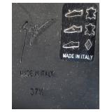 Guiseppe Zanotti Black Leather Knee-High Boots with Silver Metal Toe Caps - Size 37.5