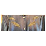 Coach Shrunken Leather Varsity Jacket in Metallic Cadet Blue