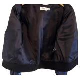 Coach Shrunken Leather Varsity Jacket in Metallic Cadet Blue