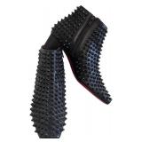 Christian Louboutin Black Spike-Studded Leather Ankle Boots EU 37.5 Made in Italy
