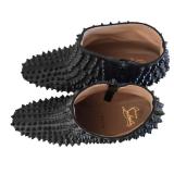 Christian Louboutin Black Spike-Studded Leather Ankle Boots EU 37.5 Made in Italy
