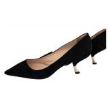 Prada Black Suede Pointed-Toe Kitten Heel Pumps / Prada Black Suede Pointed Toe Pump