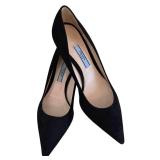 Prada Black Suede Pointed-Toe Kitten Heel Pumps / Prada Black Suede Pointed Toe Pump
