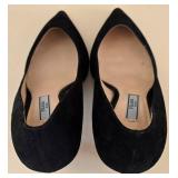 Prada Black Suede Pointed-Toe Kitten Heel Pumps / Prada Black Suede Pointed Toe Pump