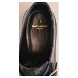 Saint Laurent Paris Black Patent Buckle Monk Strap Loafers - Size 38