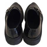 Saint Laurent Paris Black Patent Buckle Monk Strap Loafers - Size 38