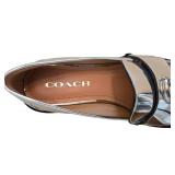Coach Leah Platform Lug Sole Metallic Leather Loafers