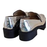 Coach Leah Platform Lug Sole Metallic Leather Loafers