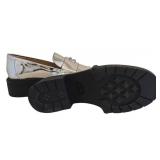 Coach Leah Platform Lug Sole Metallic Leather Loafers