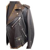 Coach Black Leather Western Rivets Moto Jacket