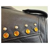 Coach Black Leather Western Rivets Moto Jacket