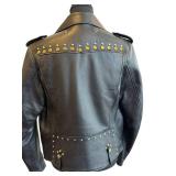 Coach Black Leather Western Rivets Moto Jacket