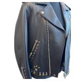 Coach Black Leather Western Rivets Moto Jacket