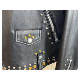 Coach Black Leather Western Rivets Moto Jacket