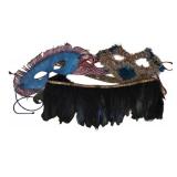 Feather Masks & 2" Feather Belt (Lot of 3)