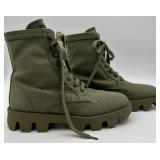 Prada Canvas Combat Boots - Lug Sole, Lace-Up, Women
