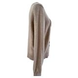 Ganni Intarsia Knit Wool Blend Cherry Sweater - Beige - Size L - Made in Romania