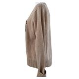 Ganni Intarsia Knit Wool Blend Cherry Sweater - Beige - Size L - Made in Romania