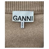 Ganni Intarsia Knit Wool Blend Cherry Sweater - Beige - Size L - Made in Romania