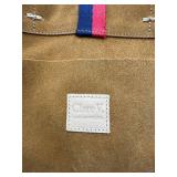 Claire V Simple Tote - Chestnut Suede with Navy/Red Sporty Stripe