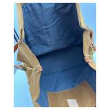 Claire V Simple Tote - Chestnut Suede with Navy/Red Sporty Stripe