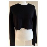 Reformation Cropped Black Sweater - Size M - 90% Recycled Cashmere, 10% Cashmere