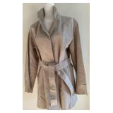 Isda & Co Beige Suede Belted Coat - Size M, Side Pockets