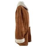 A Barcelona Enterprises Suede Sheepskin Shearling Coat - Brown, Size M