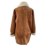 A Barcelona Enterprises Suede Sheepskin Shearling Coat - Brown, Size M