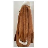 A Barcelona Enterprises Suede Sheepskin Shearling Coat - Brown, Size M