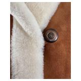 A Barcelona Enterprises Suede Sheepskin Shearling Coat - Brown, Size M