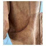 A Barcelona Enterprises Suede Sheepskin Shearling Coat - Brown, Size M