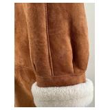 A Barcelona Enterprises Suede Sheepskin Shearling Coat - Brown, Size M