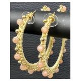 Everything But Water Frill Hoop Earrings - Beige - 2 1/4 in Diameter - New with Tags