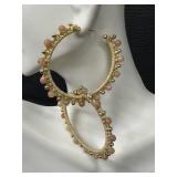 Everything But Water Frill Hoop Earrings - Beige - 2 1/4 in Diameter - New with Tags