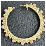 Everything But Water Frill Hoop Earrings - Beige - 2 1/4 in Diameter - New with Tags