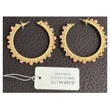 Everything But Water Frill Hoop Earrings - Beige - 2 1/4 in Diameter - New with Tags