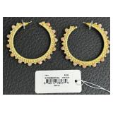 Everything But Water Frill Hoop Earrings - Beige - 2 1/4 in Diameter - New with Tags