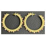 Everything But Water Frill Hoop Earrings - Beige - 2 1/4 in Diameter - New with Tags