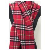 Burberry Nova Check Cashmere Scarf - 54" L - Red/Black/Maroon