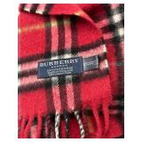 Burberry Nova Check Cashmere Scarf - 54" L - Red/Black/Maroon
