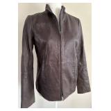 EILEEN FISHER Lamb Leather Jacket - Brown - XS