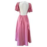 STAUD Pink Alix Open-Back Puff-Sleeve Long Maxi Dress - Size 4 -NWT