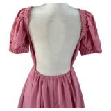 STAUD Pink Alix Open-Back Puff-Sleeve Long Maxi Dress - Size 4 -NWT