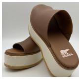 Sorel Dayspring Platform Slide Sandals - Brown Strap - US 9