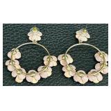 Floral Hoop Earrings - Peach & Pink